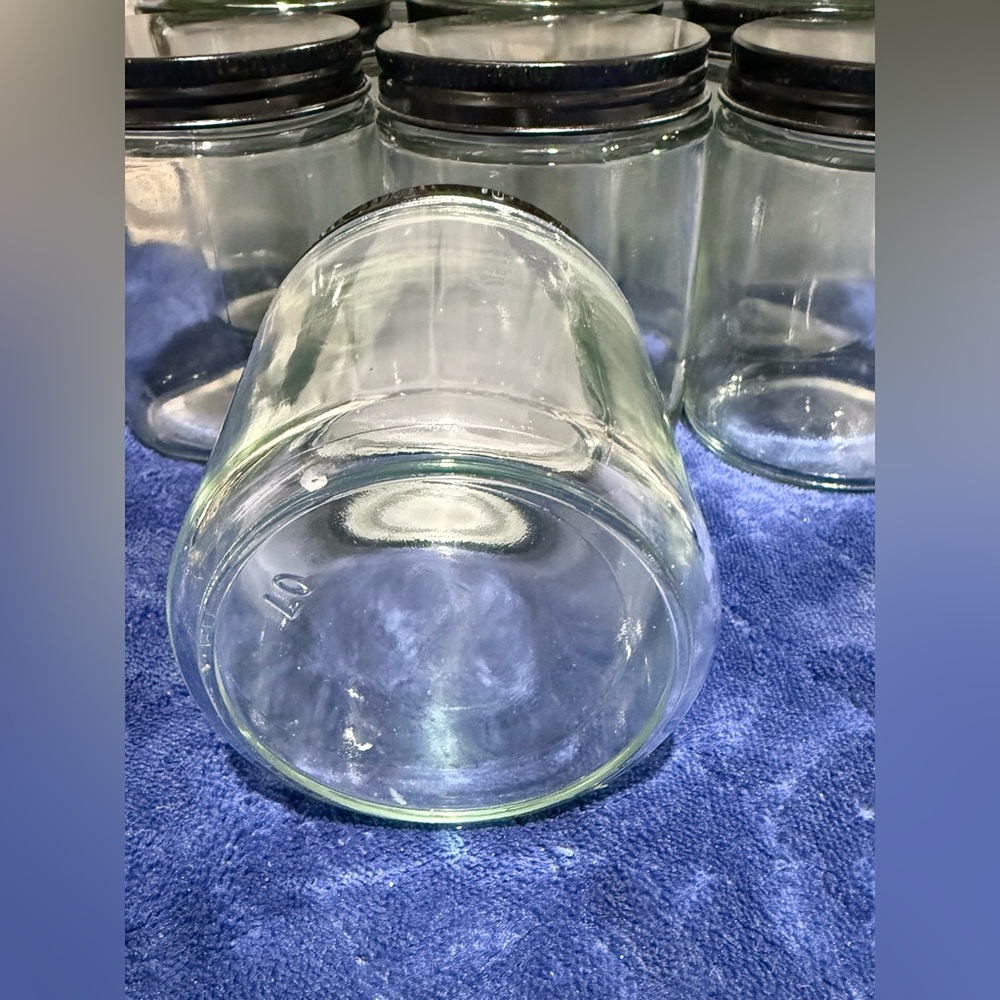 Set of 10 Clear Glass Jars with Black Lids - Picture 3 of 5
